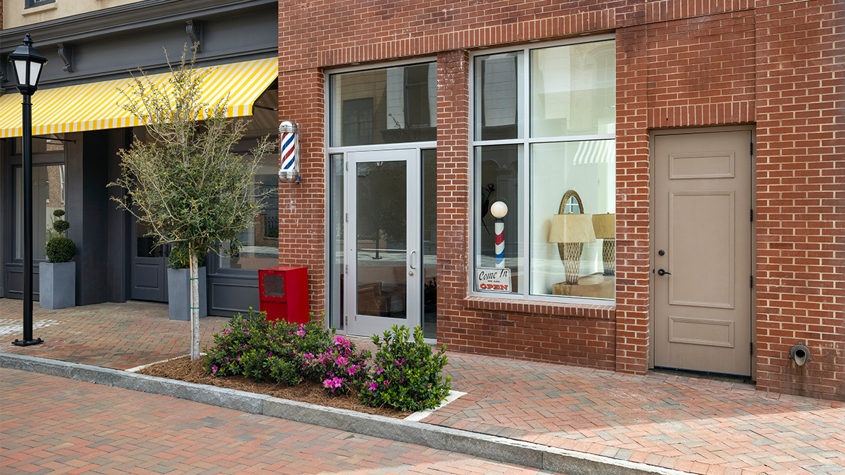 Backlot exterior barbershop