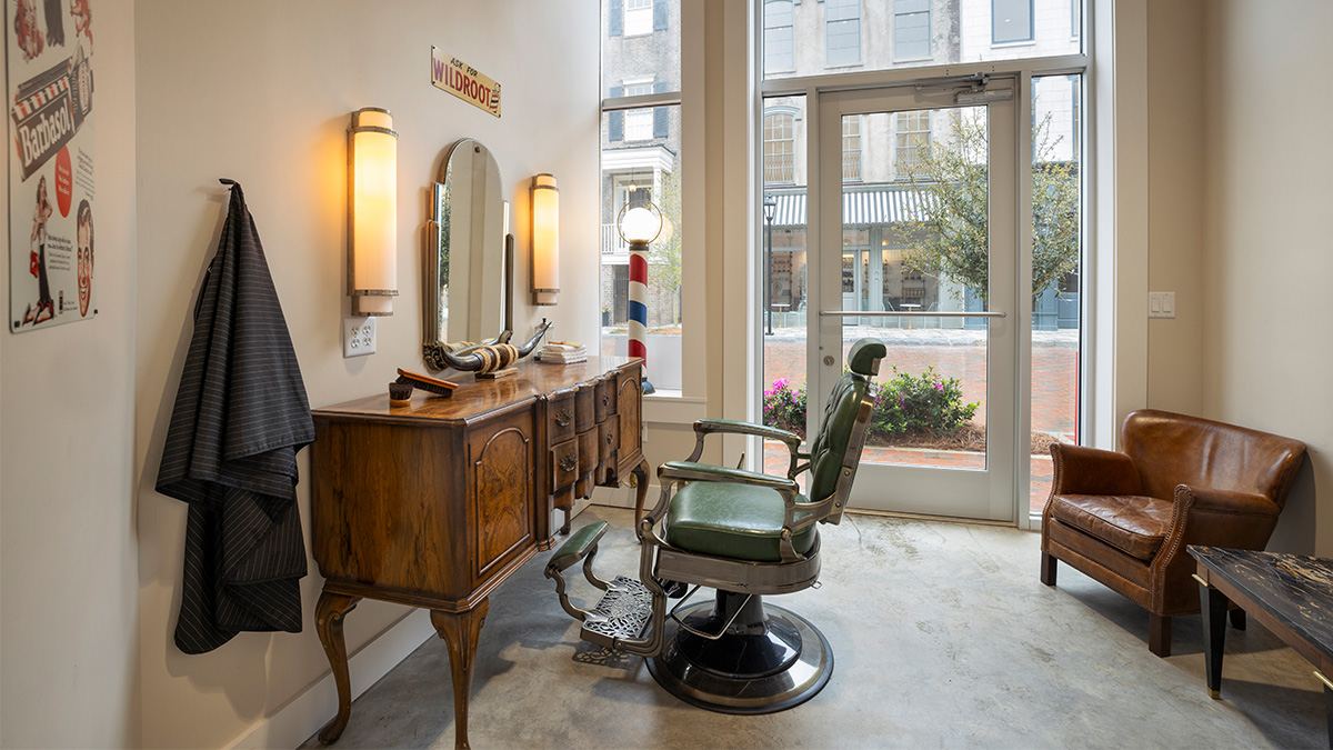 Backlot interior barbershop