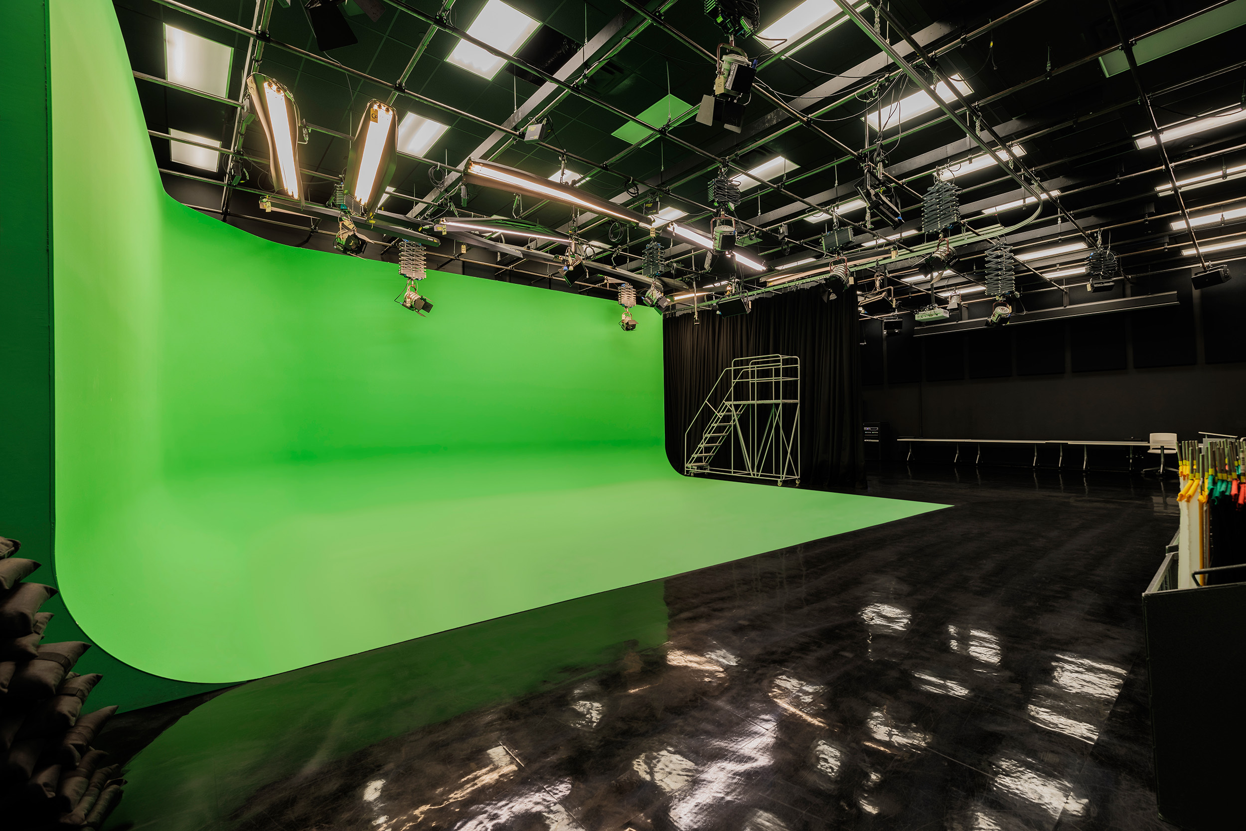 Green screen set in Studio B