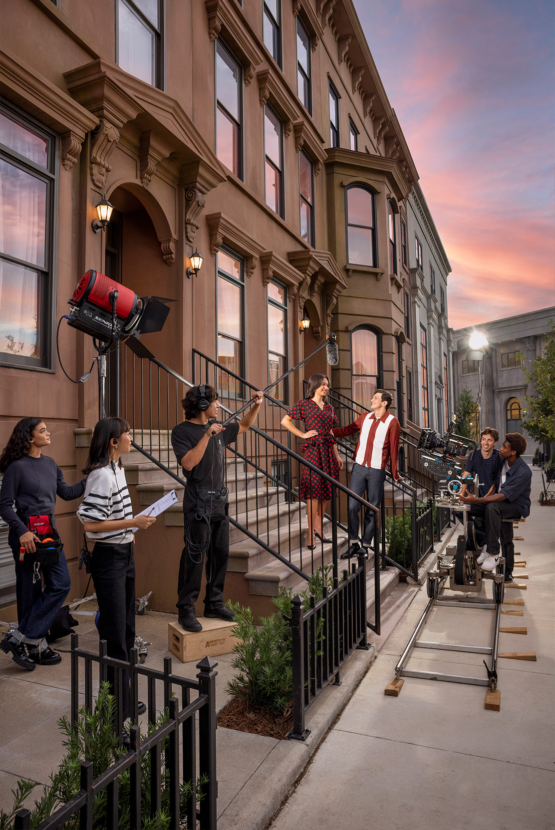 Couple in front of brownstone